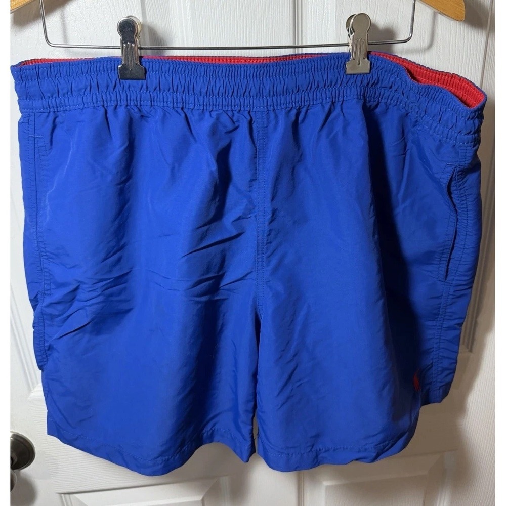 Polo Ralph Lauren Swim Trunks Size Large BlueRed Pony Logo Drawstring Mesh Lined